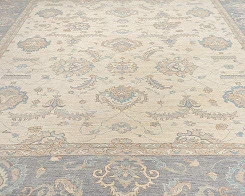 12x14 Zeigler Beige Afghan Hand Knotted Wool Area Rug